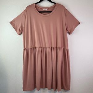 Chic Soul Babydoll Dress Terra Cotta Peach Sz 1X Plus Size T-shirt Tee Dress